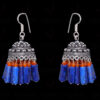 Lapis Lazuli & Carnelian Gemstone Jhumki Style Earrings In Silver GE06-1058