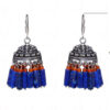 Lapis Lazuli & Carnelian Gemstone Jhumki Style Earrings In Silver GE06-1058