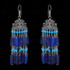 Lapis Lazuli & Turquoise Gemstone Jhumki Style Earrings In Silver GE06-1059
