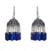 Pearl & Lapis Lazuli Gemstone Jhumki Style Earrings In Silver GE06-1060