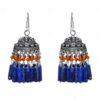 Lapis Lazuli & Carnelian Gemstone Jhumki Style Earrings In Silver GE06-1061