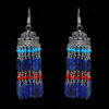 Lapis Lazuli, Coral & Turquoise Gemstone Jhumki Earrings In Silver GE06-1062