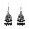 Black Onyx Gemstone Faceted Bead Earrings In Silver GE06-1065