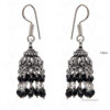Black Onyx Gemstone Faceted Bead Earrings In Silver GE06-1065
