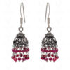 Ruby Gemstone Faceted Bead Earrings In Silver GE06-1066