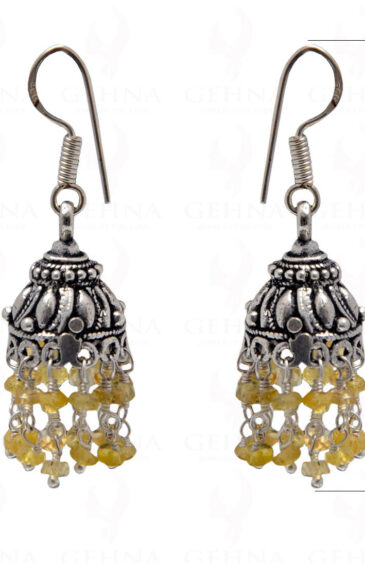 Sapphire Gemstone Faceted Bead Earrings In Silver GE06-1067