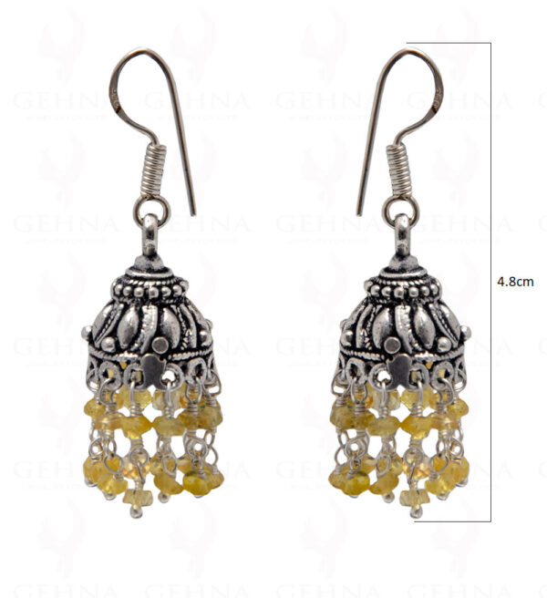 Sapphire Gemstone Faceted Bead Earrings In Silver GE06-1067