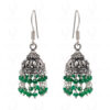 Emerald Gemstone Faceted Bead Earrings In Silver GE06-1068