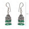 Emerald Gemstone Faceted Bead Earrings In Silver GE06-1068