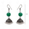 Pearl & Emerald Gemstone Bead Earrings In Silver GE06-1071