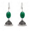 Pearl & Emerald Gemstone Bead Earrings In Silver GE06-1073