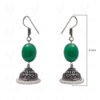 Pearl & Emerald Gemstone Bead Earrings In Silver GE06-1073