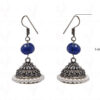 Pearl & Blue Sapphire Gemstone Bead Earrings In Silver GE06-1075