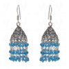 Blue Topaz Gemstone Faceted Bead Earrings In Silver GE06-1076