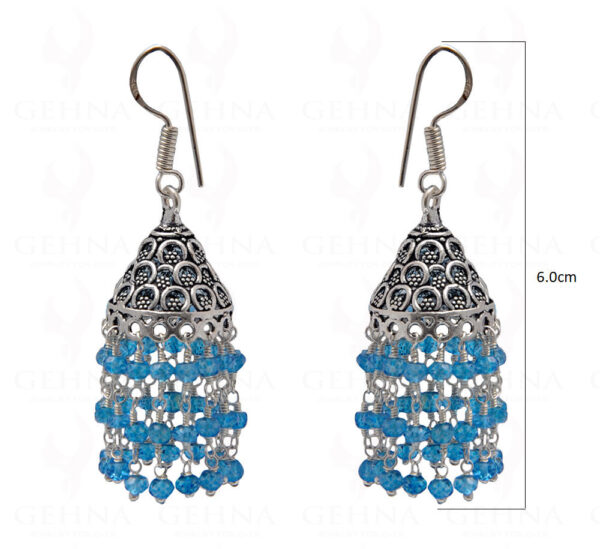 Blue Topaz Gemstone Faceted Bead Earrings In Silver GE06-1076