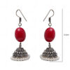 Pearl & Ruby Gemstone Bead Earrings In Silver GE06-1077