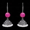 Pearl & Ruby Gemstone Bead Earrings In Silver GE06-1079