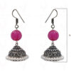 Pearl & Ruby Gemstone Bead Earrings In Silver GE06-1079