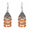 Carnelian Gemstone Faceted Bead Earrings In Silver GE06-1080