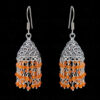 Carnelian Gemstone Faceted Bead Earrings In Silver GE06-1080