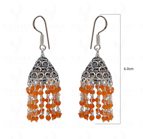 Carnelian Gemstone Faceted Bead Earrings In Silver GE06-1080