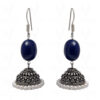 Pearl & Blue Sapphire Gemstone Bead Earrings In Silver GE06-1081