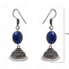 Pearl & Blue Sapphire Gemstone Bead Earrings In Silver GE06-1081