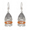 White Moonstone & Carnelian Gemstone Faceted Bead Earrings In Silver GE06-1083