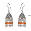 White Moonstone & Carnelian Gemstone Faceted Bead Earrings In Silver GE06-1083