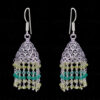 Peridot & Green Onyx Gemstone Faceted Bead Earrings In Silver GE06-1084