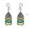 Peridot & Green Onyx Gemstone Faceted Bead Earrings In Silver GE06-1084
