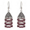Red Garnet Gemstone Faceted Bead Earrings In Silver GE06-1085