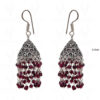 Red Garnet Gemstone Faceted Bead Earrings In Silver GE06-1085