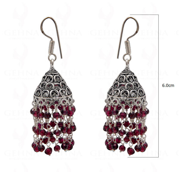 Red Garnet Gemstone Faceted Bead Earrings In Silver GE06-1085