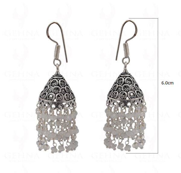 White Moonstone Faceted Bead Earrings In Silver GE06-1086