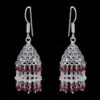 Red Garnet & White Moonstone Gemstone Faceted Bead Earrings In Silver GE06-1087