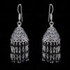 Black Onyx Gemstone Faceted Bead Earrings In Silver GE06-1088