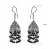 Black Onyx Gemstone Faceted Bead Earrings In Silver GE06-1088