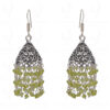 Peridot Gemstone Faceted Bead Earrings In Silver GE06-1090
