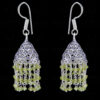 Peridot Gemstone Faceted Bead Earrings In Silver GE06-1090