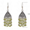 Peridot Gemstone Faceted Bead Earrings In Silver GE06-1090