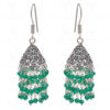 Green Onyx Gemstone Faceted Bead Earrings In Silver GE06-1091