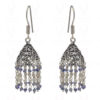 Pearl & Tanzanite Gemstone Faceted Bead Earrings In Silver GE06-1092