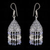 Pearl & Tanzanite Gemstone Faceted Bead Earrings In Silver GE06-1092