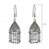 Pearl & Tanzanite Gemstone Faceted Bead Earrings In Silver GE06-1092
