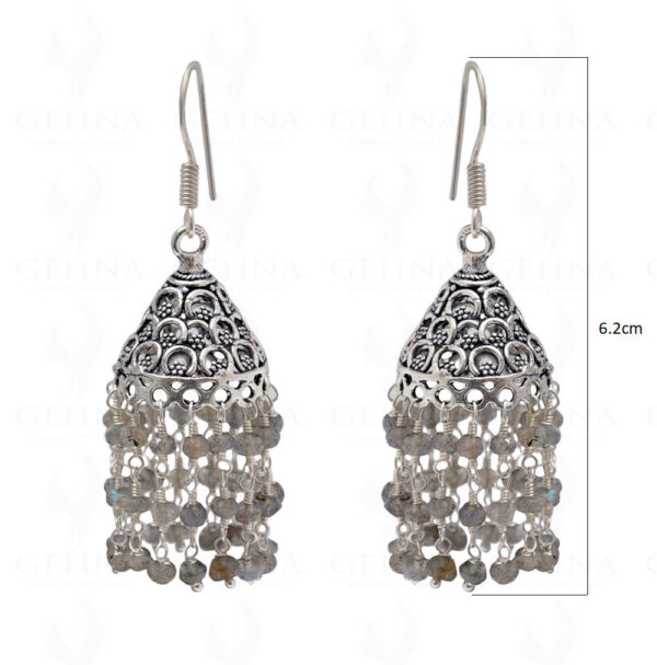 Labradorite Gemstone Studded Faceted Bead Earrings In Silver GE06-1093