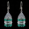 Green Onyx & White Rainbow Gemstone Faceted Bead Earrings In Silver GE06-1094
