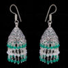 Green Onyx & White Rainbow Gemstone Faceted Bead Earrings In Silver GE06-1094