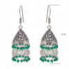 Green Onyx & White Rainbow Gemstone Faceted Bead Earrings In Silver GE06-1094