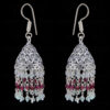 Aquamarine & Garnet Gemstone Faceted Bead Earrings In Silver GE06-1095